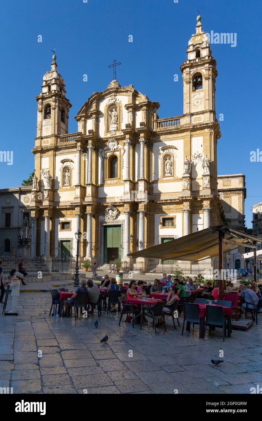 San Domenico church in the Piazza de San domenico, Central Palermo. Sicily. Stock Photo