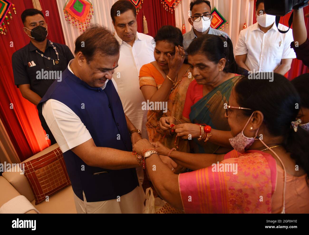 Guwahati, Guwahati, India. 22nd Aug, 2021. Women ties Rakhis in the ...