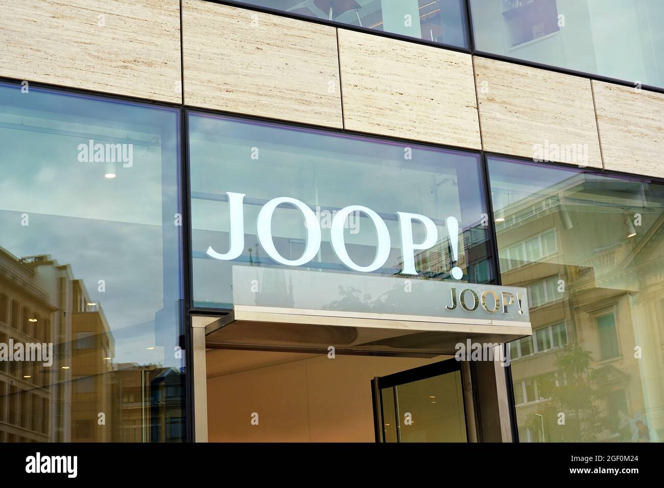 Entrance and logo of a Joop! designer store on Königsallee in Düsseldorf.  Königsallee is one of the leading luxury shopping boulevards in Europe  Stock Photo - Alamy