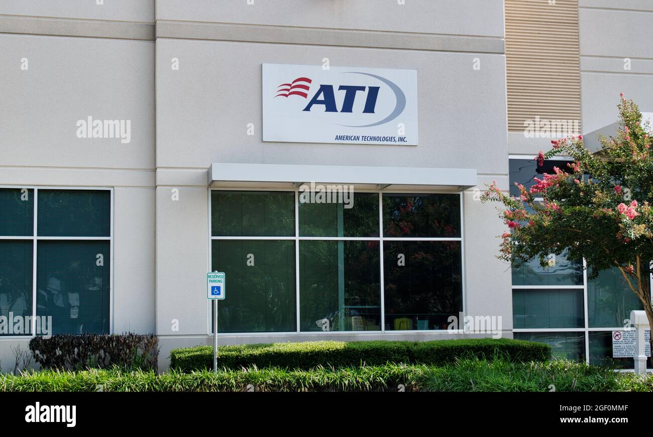 Houston, Texas USA 07-05-2021: ATI American Technologies Inc. office exterior in Houston, TX. Restoration, environmental and reconstruction services. Stock Photo