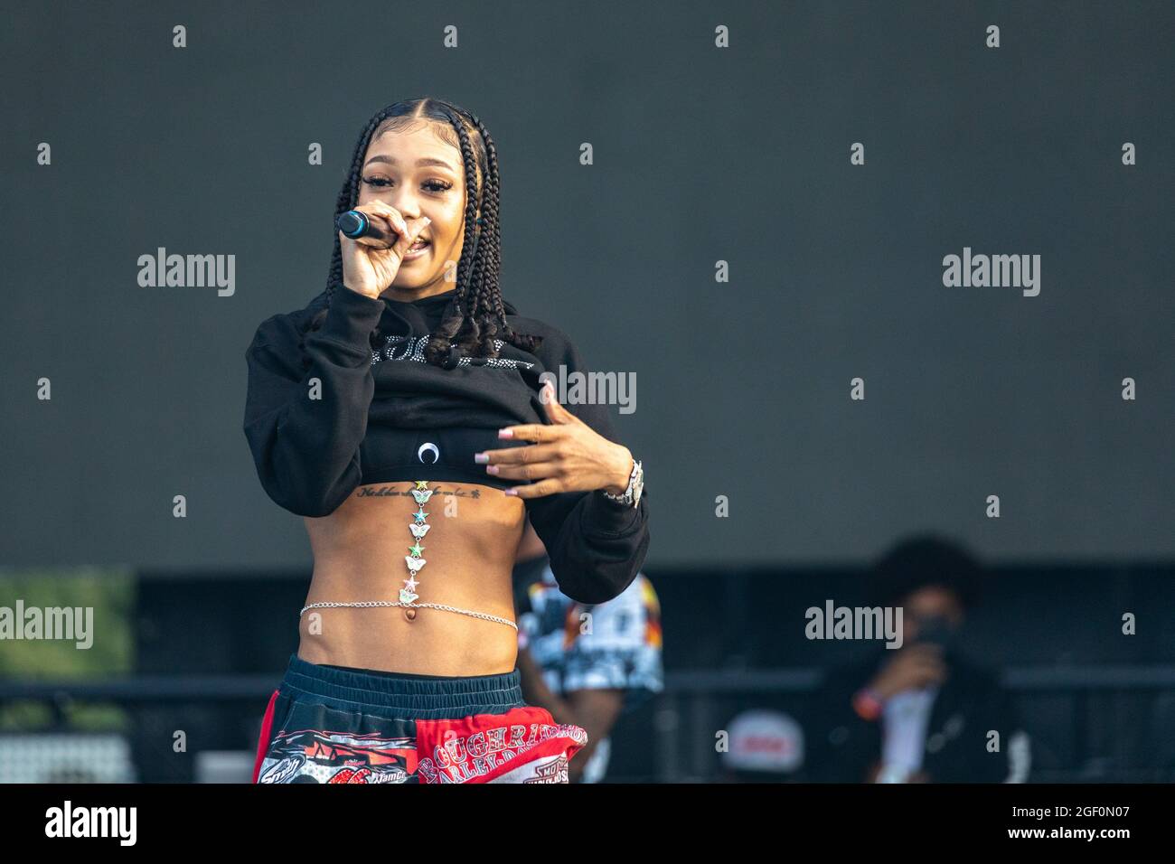 Collyns Rapper Rapper Coi Leray Collins during the Lyrical Lemonade Summer Smash Music ...