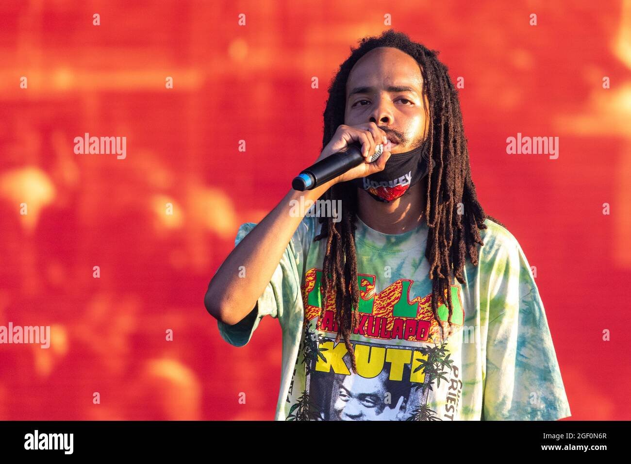 Chicago, USA. 21st Aug, 2021. Earl Sweatshirt (Thebe Neruda Kgositsile)  during the Lyrical Lemonade Summer Smash Music Festival at Douglass Park on  August 20, 2021, in Chicago, Illinois (Photo by Daniel DeSlover/Sipa