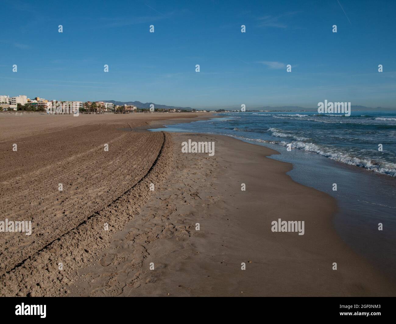 View from the beach of Puerto de Sagunto, Valencia Stock Photo - Alamy