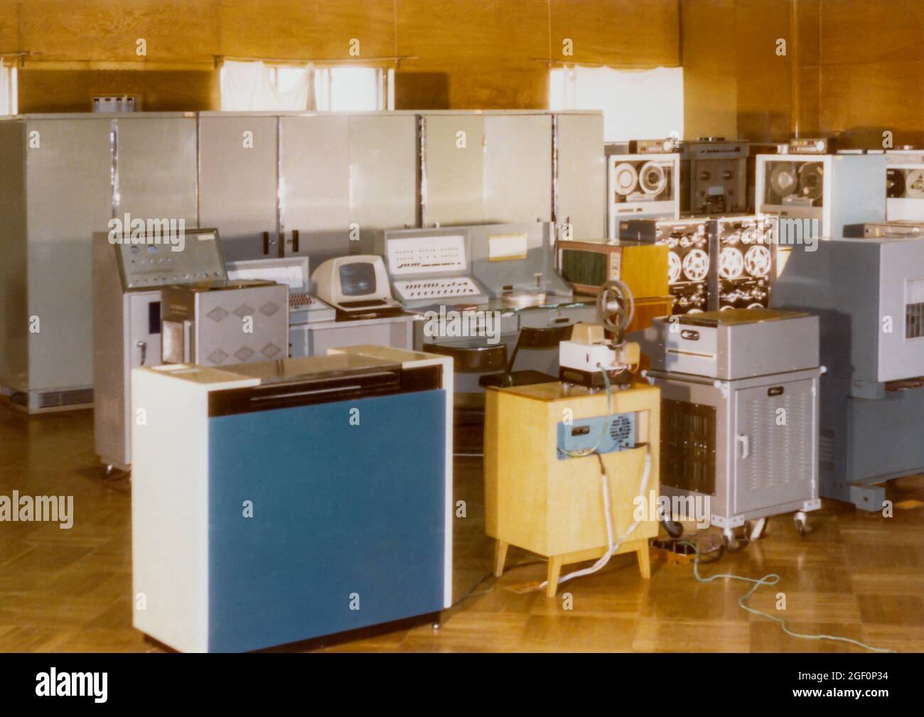 The old photo - 1980 computer room Stock Photo