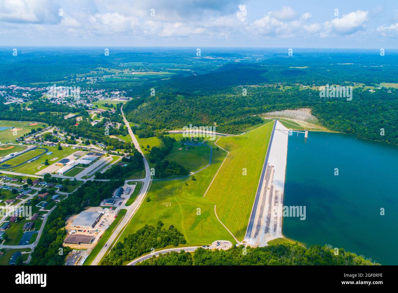 Brookville Dam and spillway Lake in Indiana Stock Photo Alamy