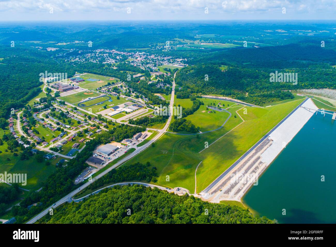 Brookville Dam and spillway Lake in  Indiana Stock Photo