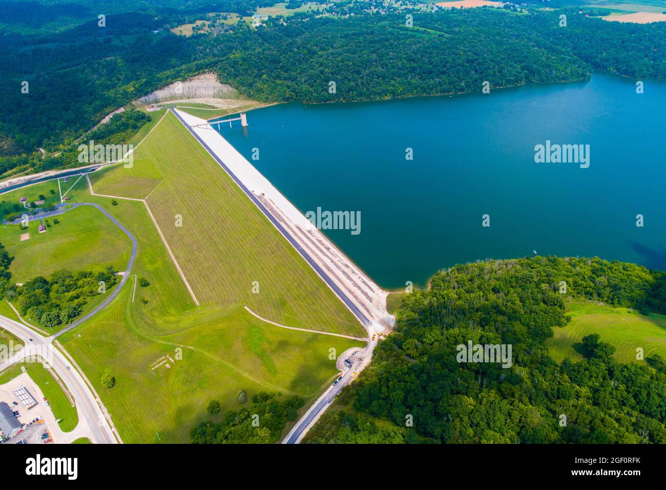 Brookville Dam and spillway Lake in  Indiana Stock Photo