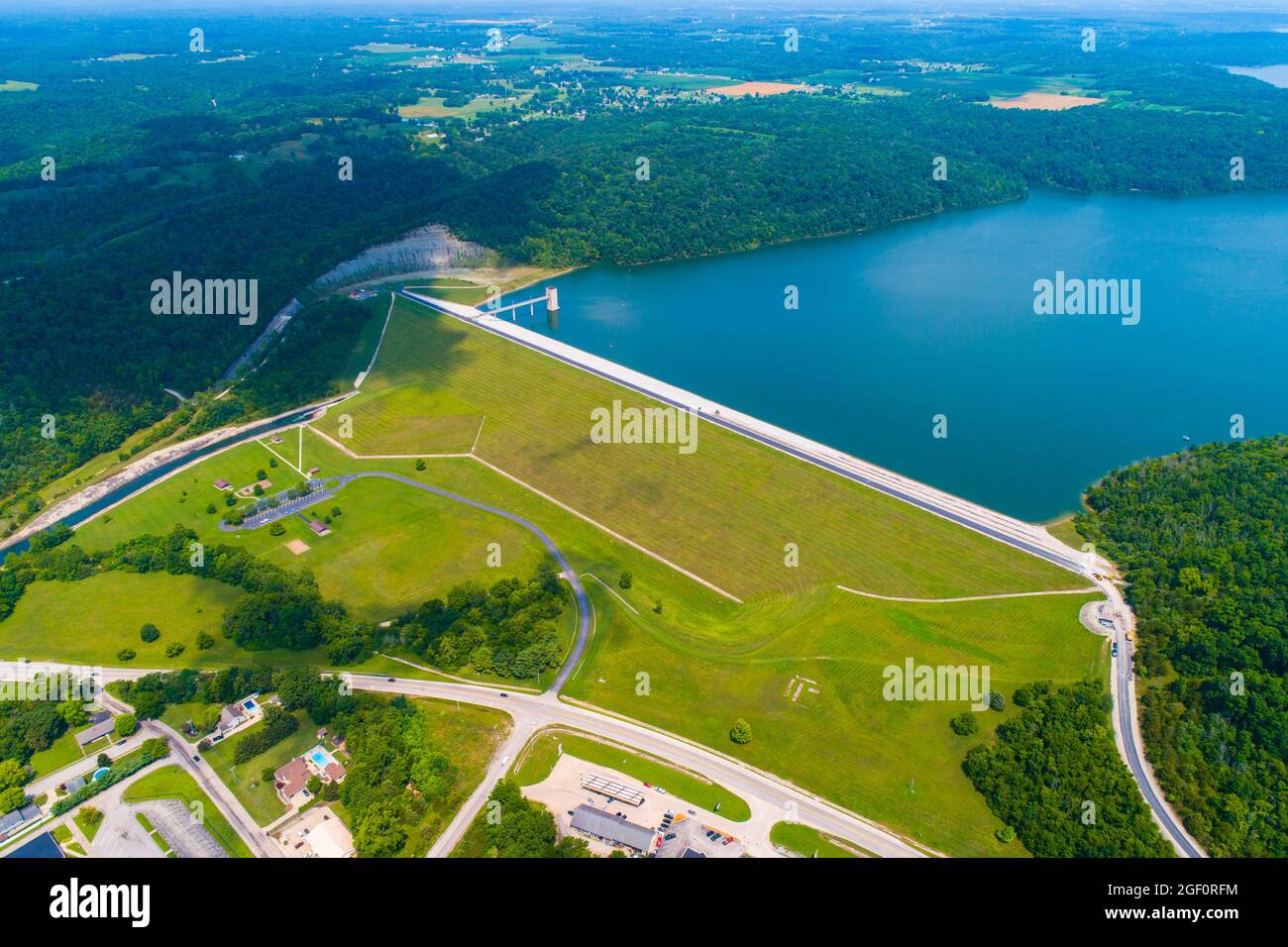 Brookville Dam and spillway Lake in Indiana Stock Photo Alamy