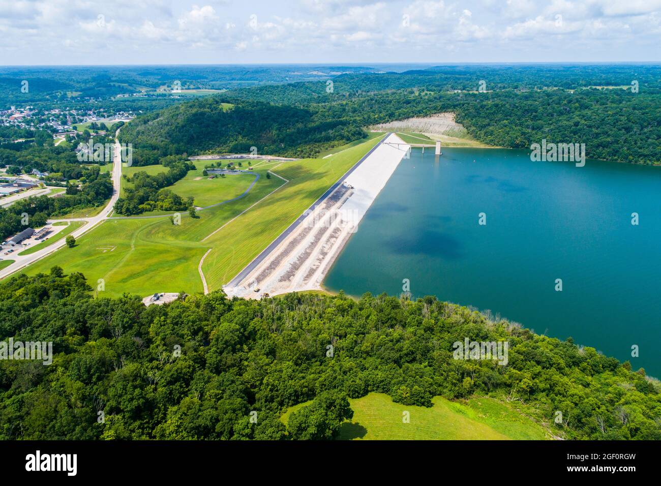 Brookville Dam and spillway Lake in Indiana Stock Photo Alamy