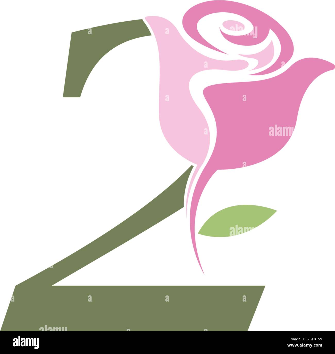 Number 2 with rose icon logo vector template illustration Stock Vector ...
