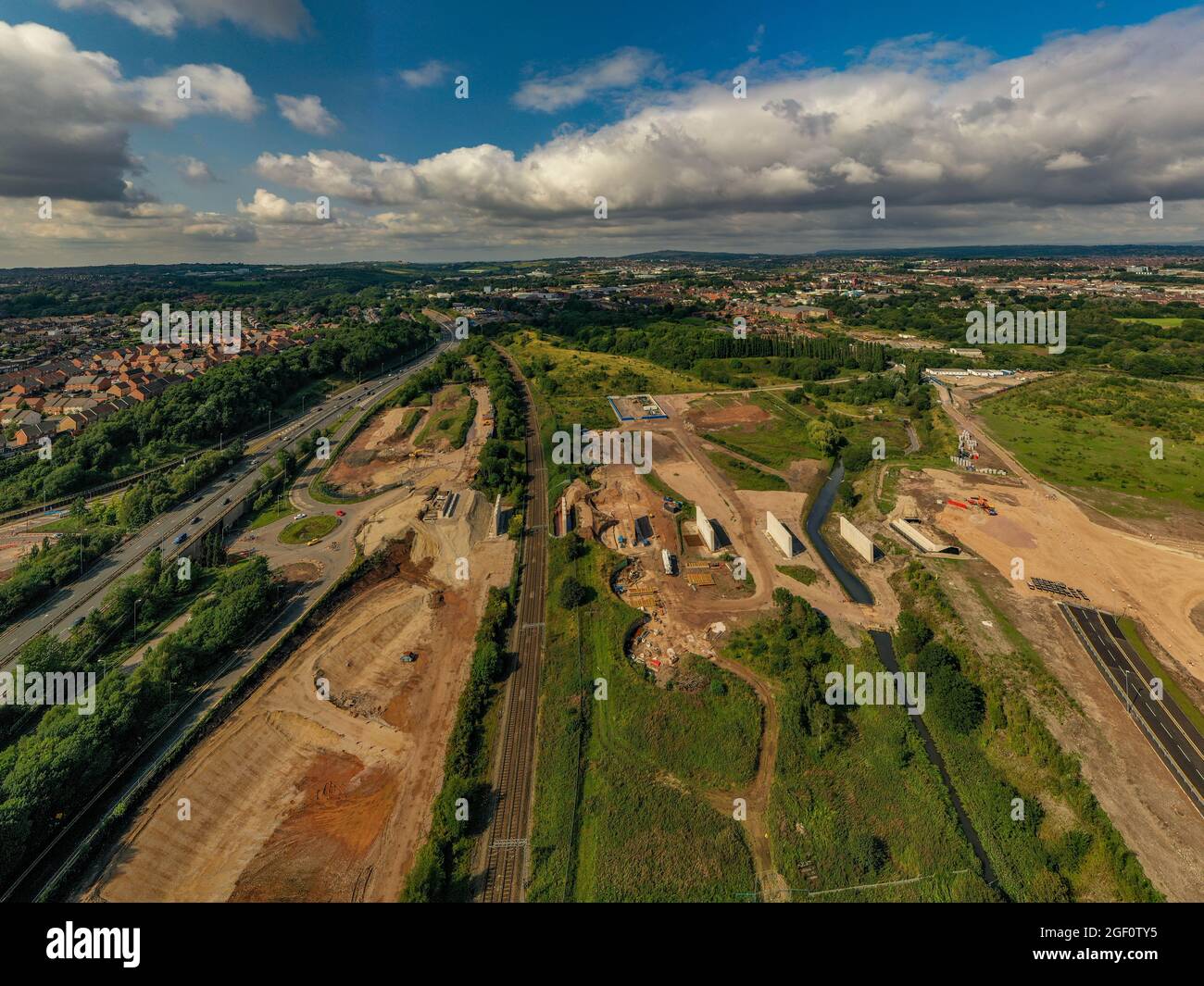 Birds Eye Aerial View of the New Etruria Valley Link Road Construction