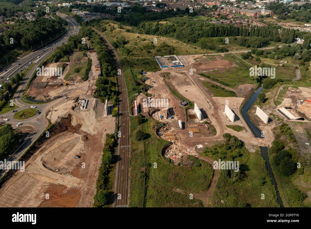 Birds Eye Aerial View of the New Etruria Valley Link Road Construction