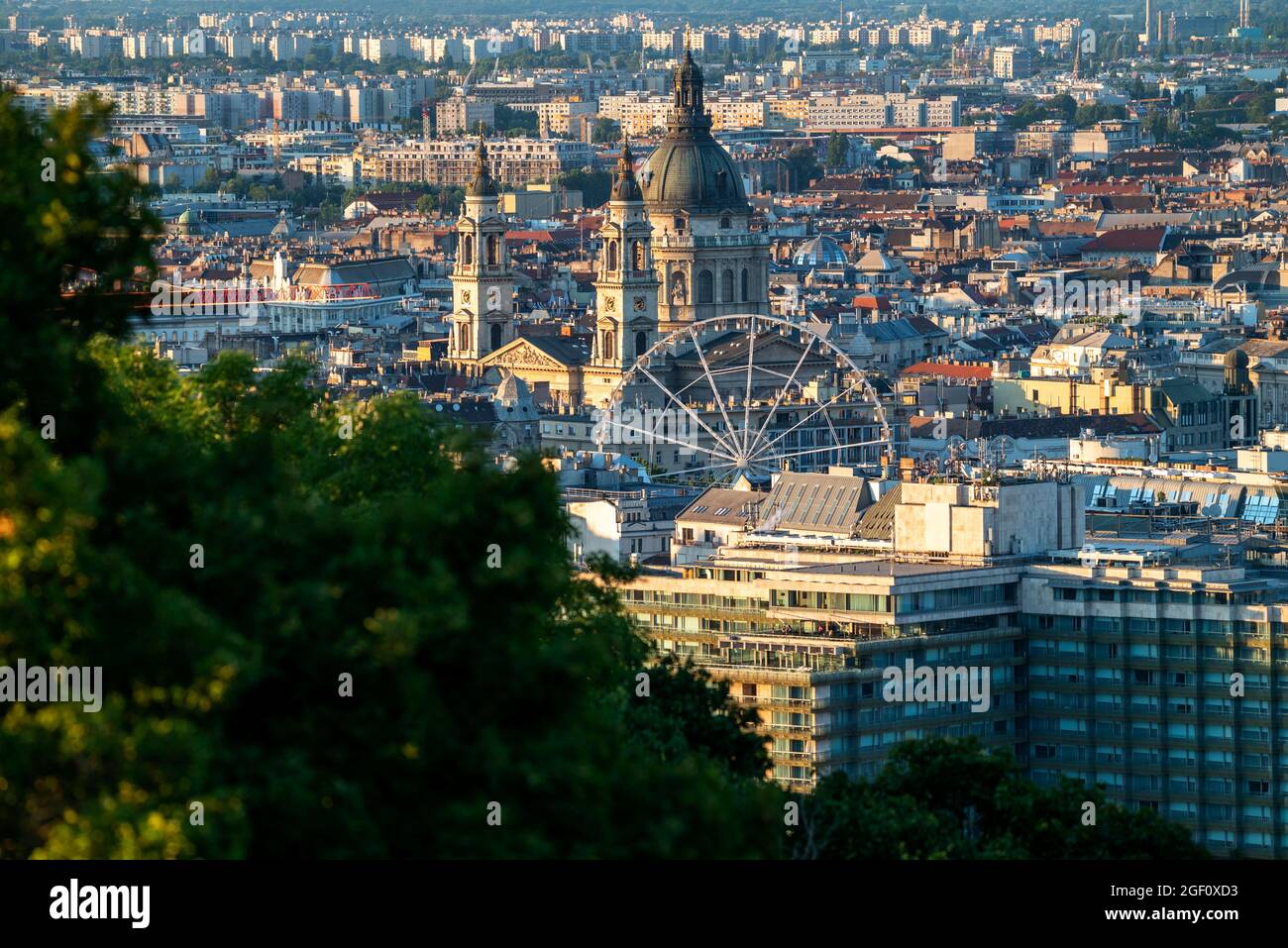 Budapest cityscape in golden hour. Included the budapest eye giant ...