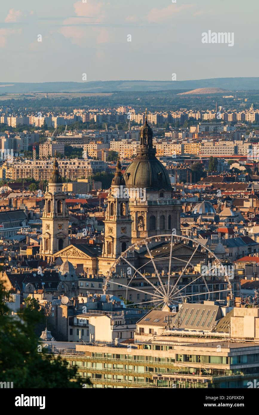 Budapest cityscape in golden hour. Included the budapest eye giant ...