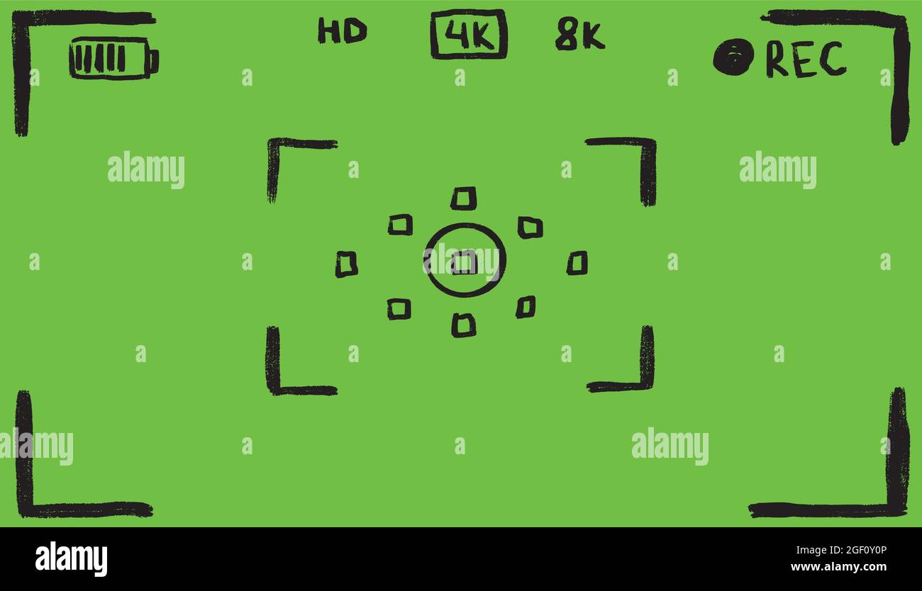 Camera Frame viewfinder screen doodle mockup. Simple hand drawn video