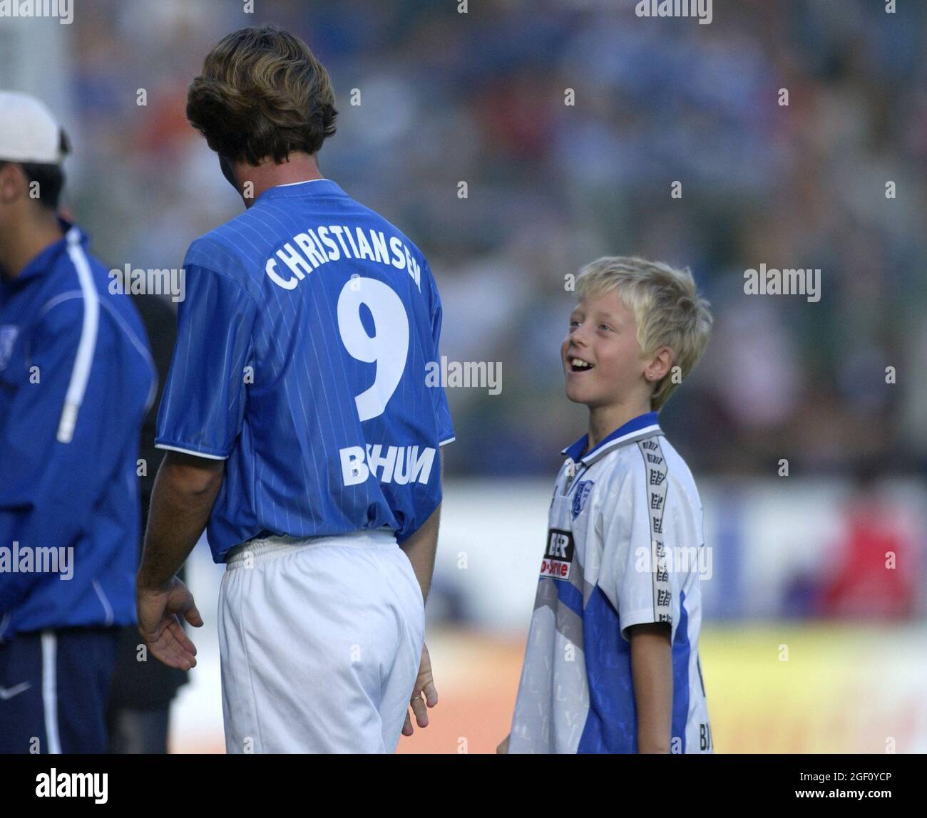 Bochum Germany 15.9.2002, Football: Bundesliga season 2002/03, VfL Bochum (VFL, blue) vs Hansa Rostock (HRO, red) 0:1 —  THOMAS CHRISTIANSEN (VFL) Stock Photo