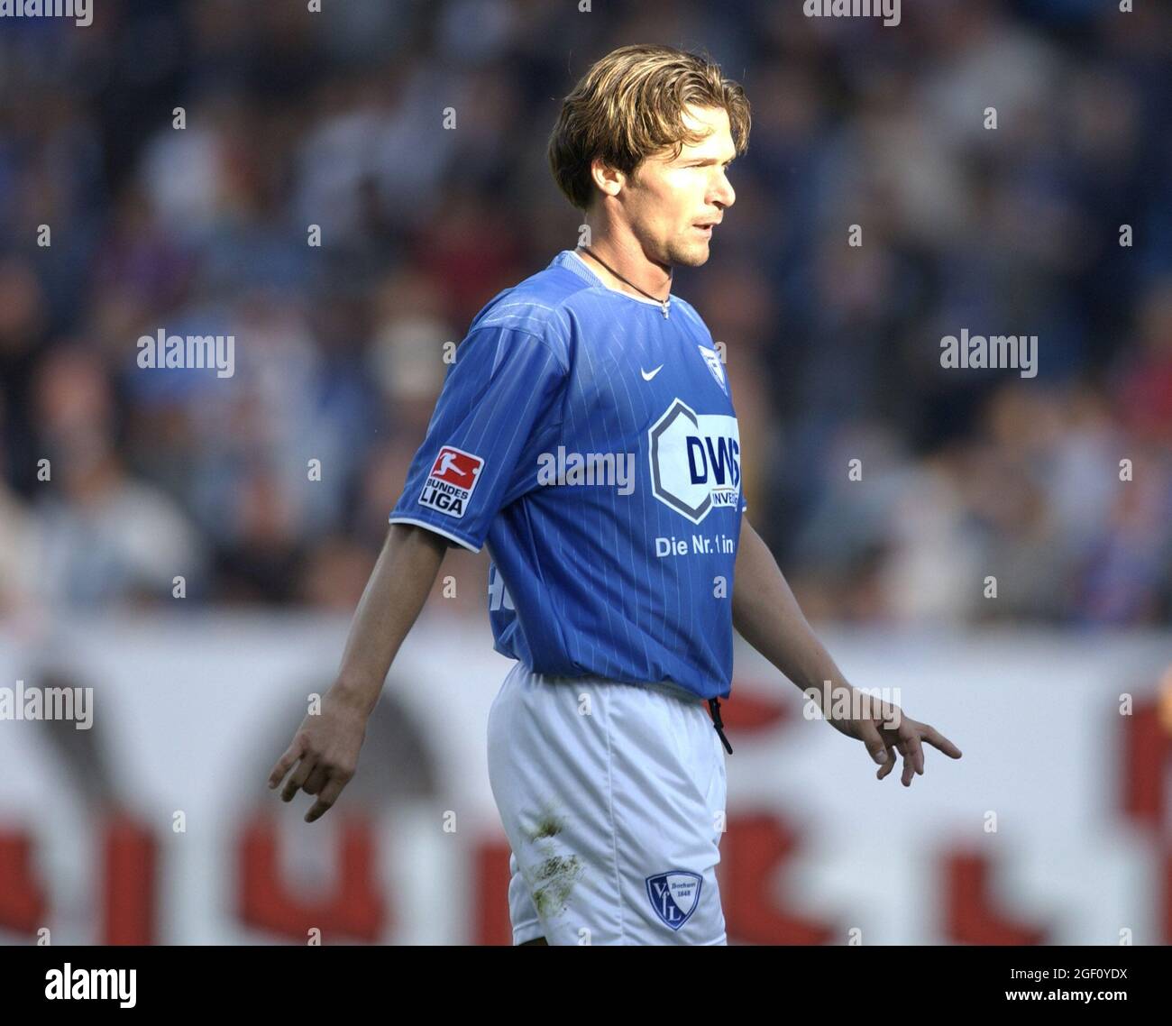 Bochum Germany 15.9.2002, Football: Bundesliga season 2002/03, VfL Bochum (VFL, blue) vs Hansa Rostock (HRO, red) 0:1 —  Darius Wosz (VFL Stock Photo