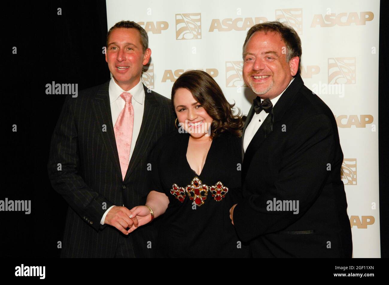 (L-R) Adam Shankman, actress Nikki Blonsky and Marc Shaiman attends red carpet arrivals at 2007 ASCAP Film & Television Music Awards at Kodak Theatre on April 17, 2007 in Hollywood, California, Stock Photo
