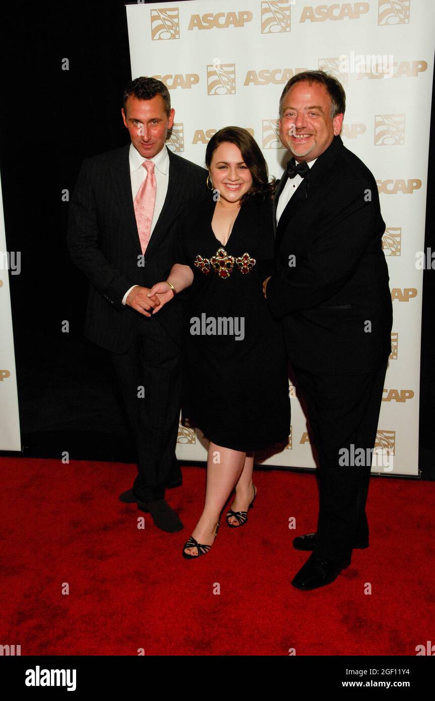 (L-R) Adam Shankman, actress Nikki Blonsky and Marc Shaiman attends red carpet arrivals at 2007 ASCAP Film & Television Music Awards at Kodak Theatre on April 17, 2007 in Hollywood, California, Stock Photo