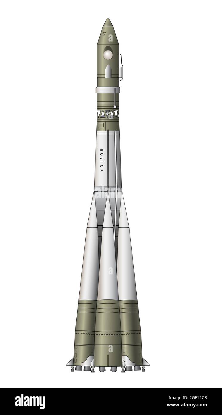 Vostok 1 - the first rocket that transported man into space Stock Photo