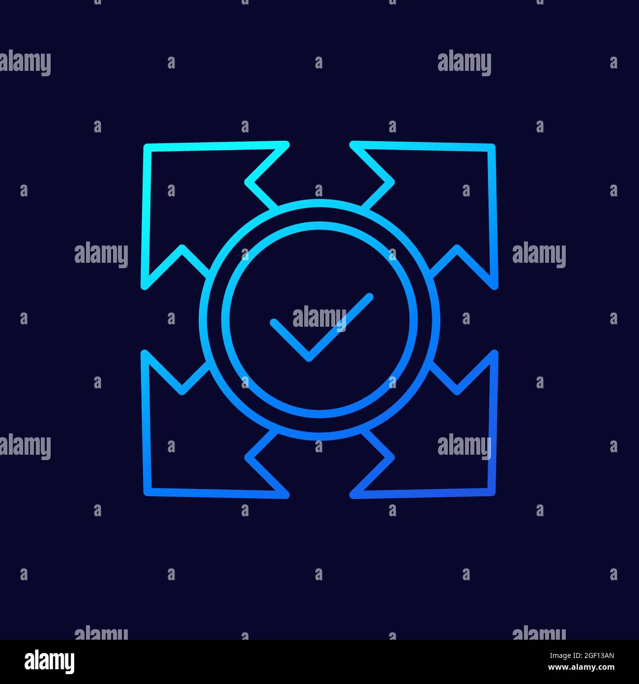expand icon with check mark, line vector Stock Vector