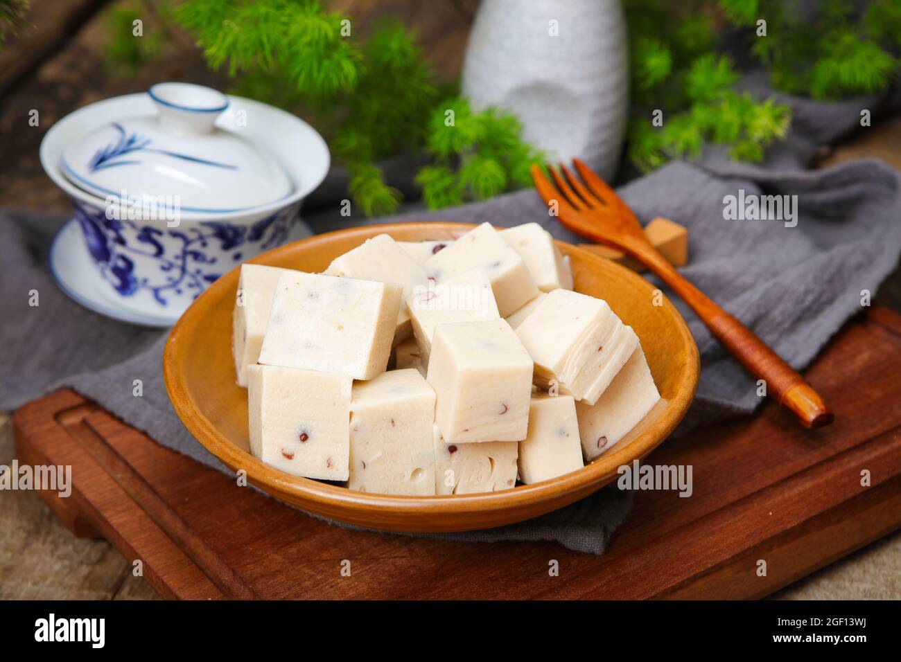 Red bean yam cake Stock Photo Alamy