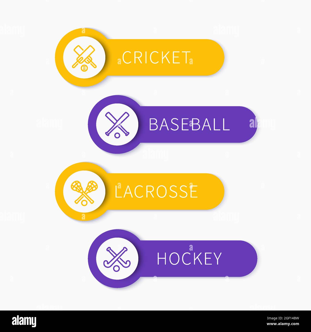 Cricket, baseball, lacrosse, team sports banners  Stock Vector