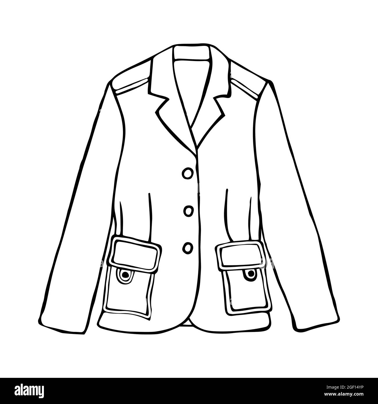 Hand Draw blazer line. Men jacket. Linear doodle .style men's blazer vector. sketch illustration Stock Vector