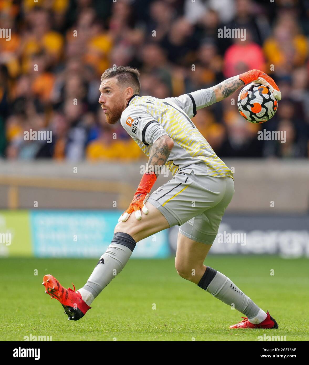 Wolverhampton, UK. 22nd Aug, 2021. Goalkeeper Jose Sa of Wolves during the  Premier League match between Wolverhampton Wanderers and Tottenham Hotspur  at Molineux, Wolverhampton, England on 22 August 2021. Photo by Andy