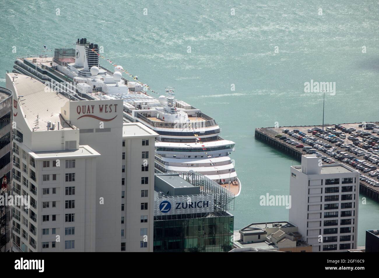 Holland America Cruise Ship In Port At Auckland New Zealand Aerial View