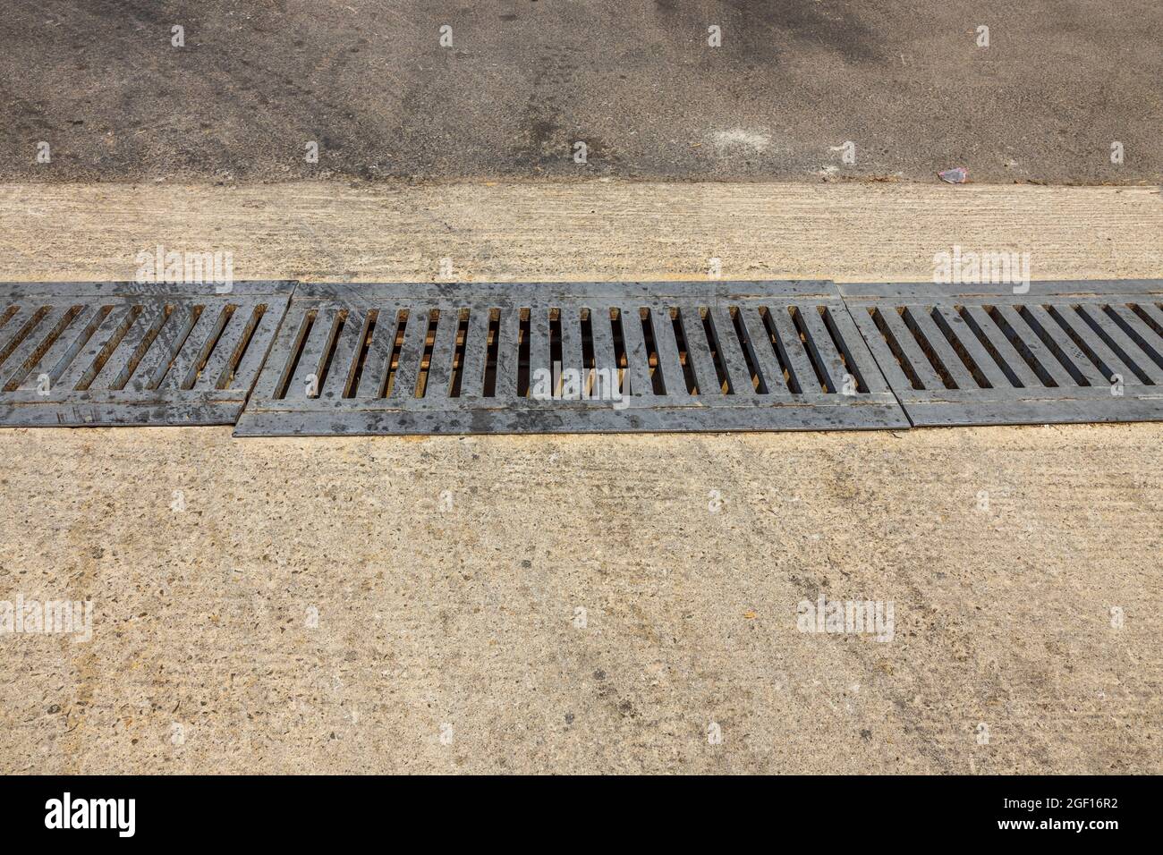 Close Up View Of Outdoor Sewer Grate For Water Drainage Isolated Greece Stock Photo Alamy