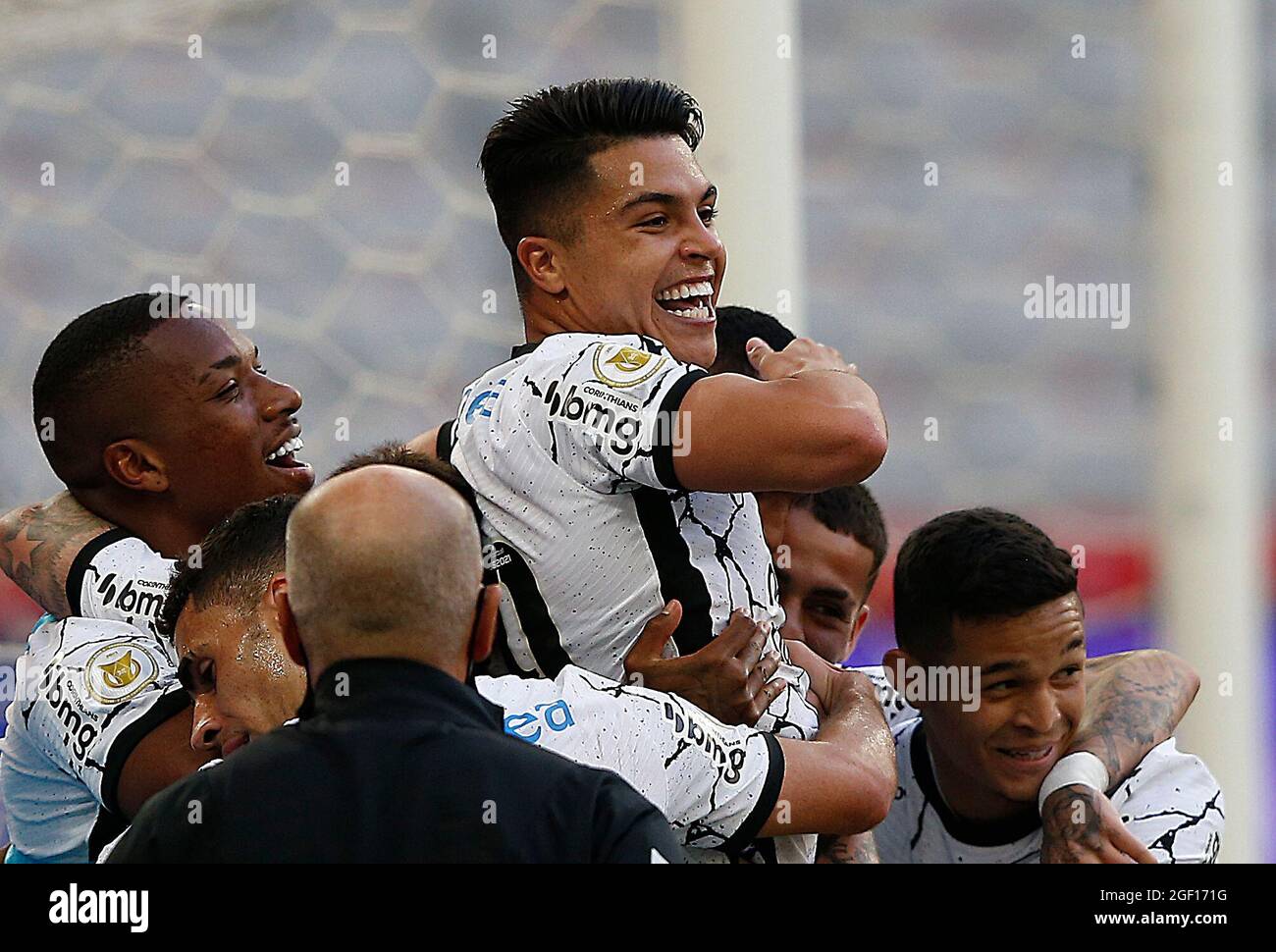 Rodolfo Do Roni Curitiba, Brazil. 22nd Aug, 2021. Corinthians' Roni celebrates his goal ...