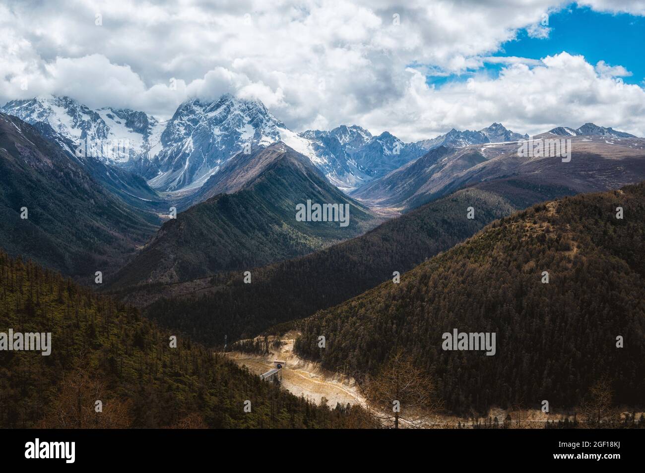 A breathtaking scene of a river flowing through the gorge and high ...