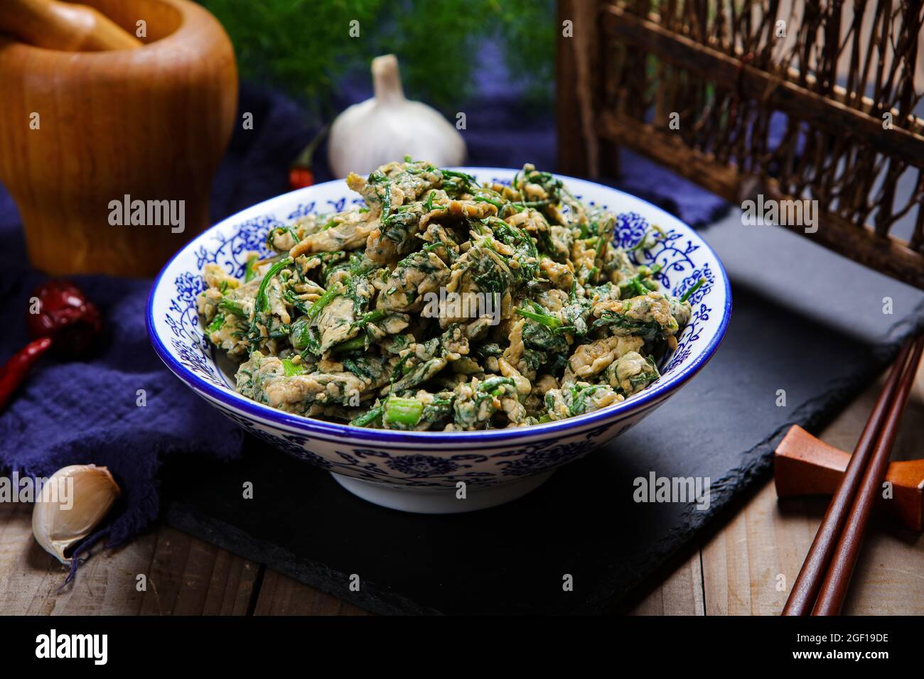 Fennel scrambled eggs Stock Photo Alamy