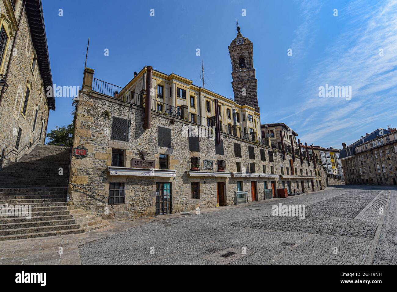 Vitoria-Gasteiz, Spain - 21 Aug 2021: Plaza del Machete in old town Vitoria. Basque Country, Spain Stock Photo