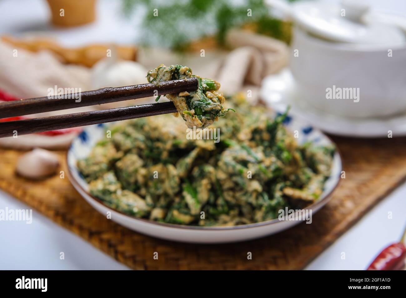 Fennel scrambled eggs Stock Photo Alamy