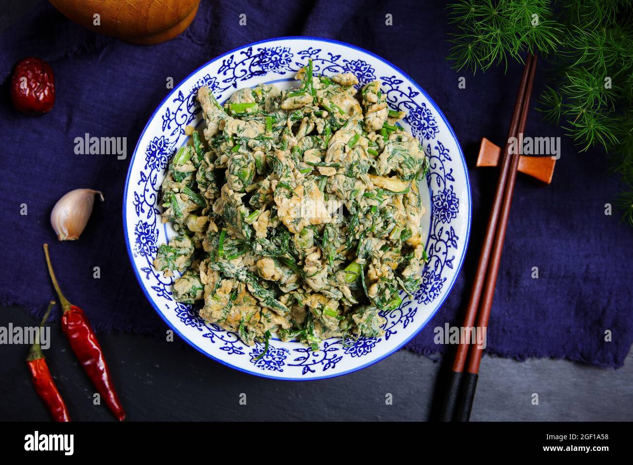 Fennel scrambled eggs Stock Photo Alamy
