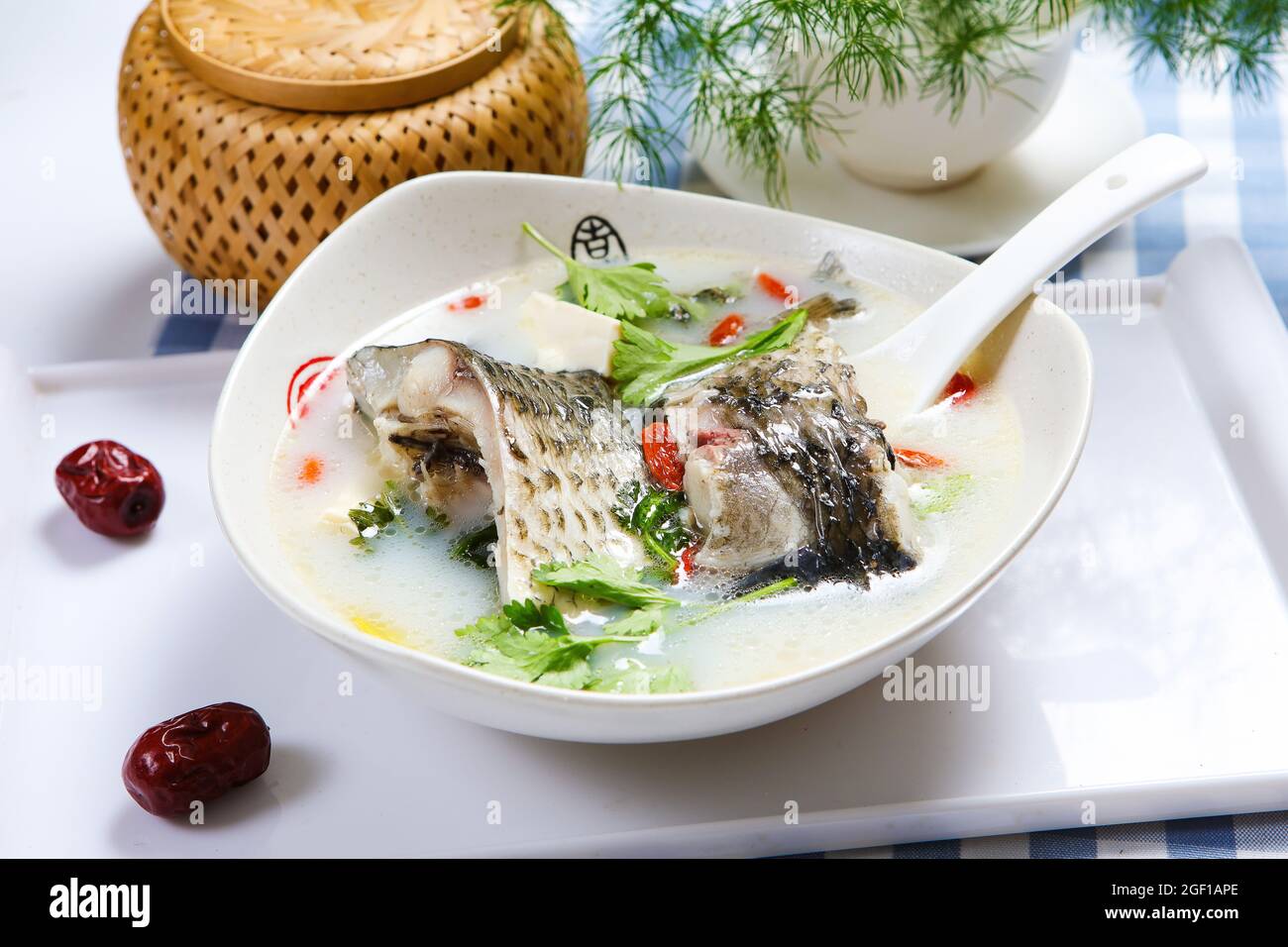 Bean curd soup crucian carp Stock Photo Alamy