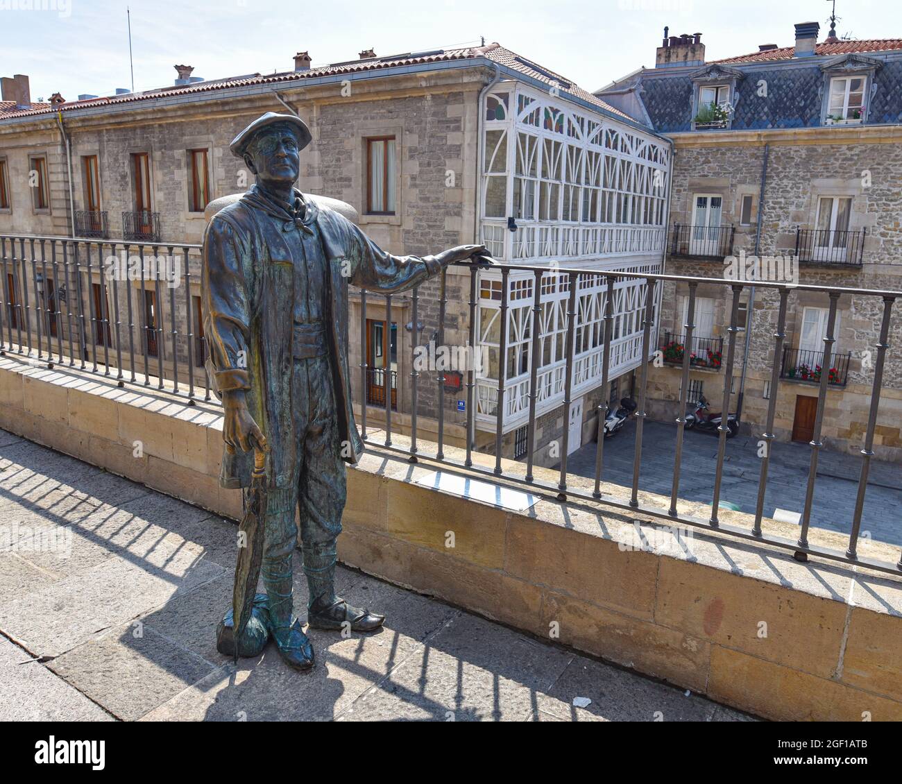Vitoria Gasteiz, Spain - 21 August 2021: Statue of Celedon overlooking the Plaza of the Virgen Blanca Stock Photo
