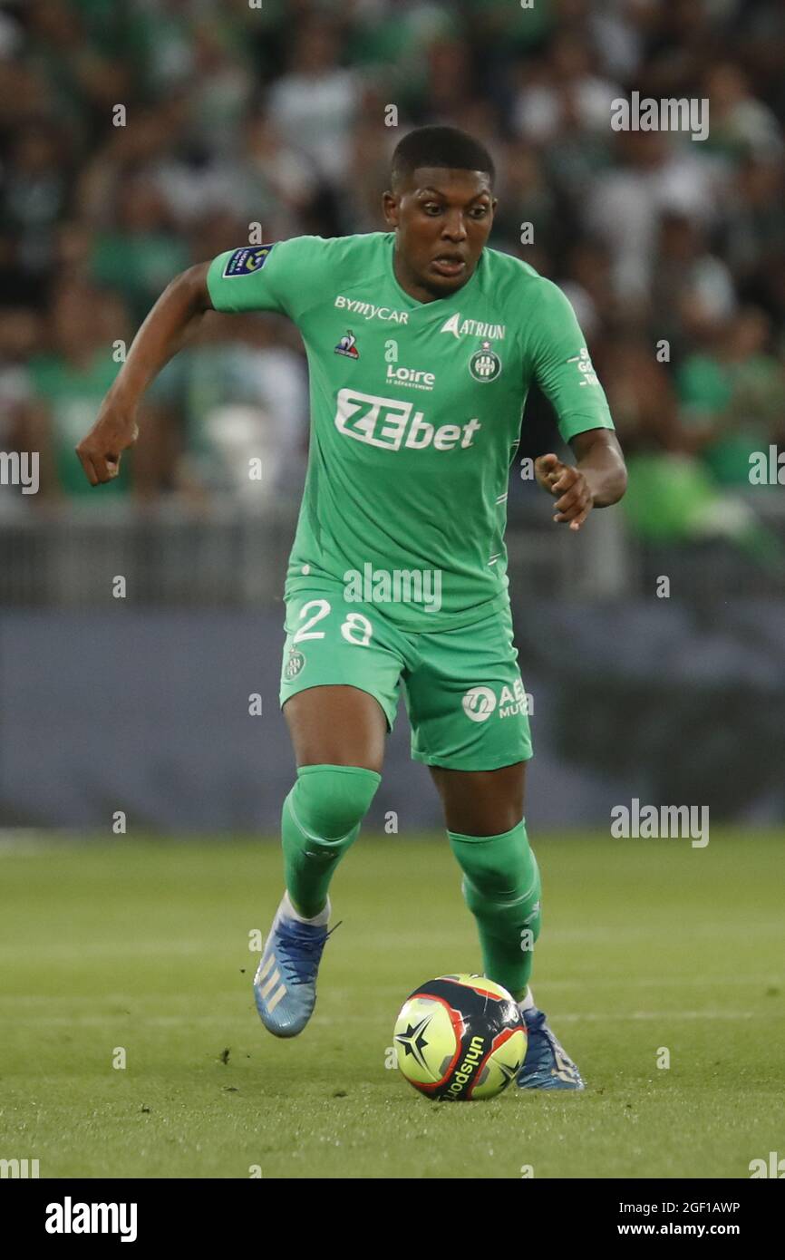Zaydou YOUSSOUF of Saint Etienne during the French championship Ligue 1  football match between AS Saint-Etienne and LOSC Lille on August 21, 2021  at Geoffroy-Guichard stadium in Saint-Etienne, France - Photo Romain