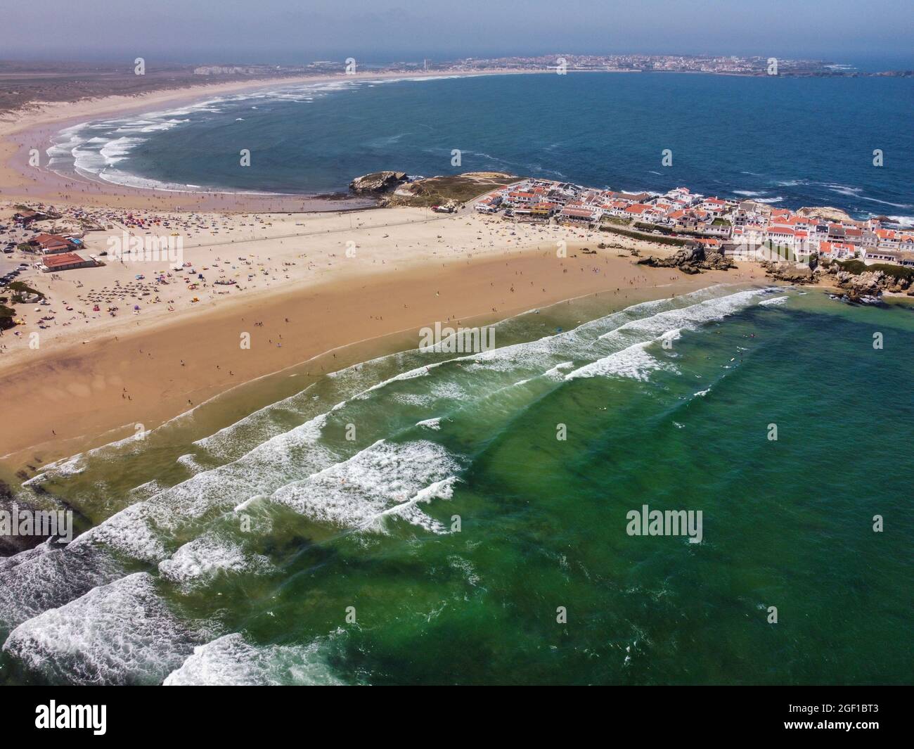 Peniche, Portugal. 14 August 2021. Baleal beach in in Peniche Portugal