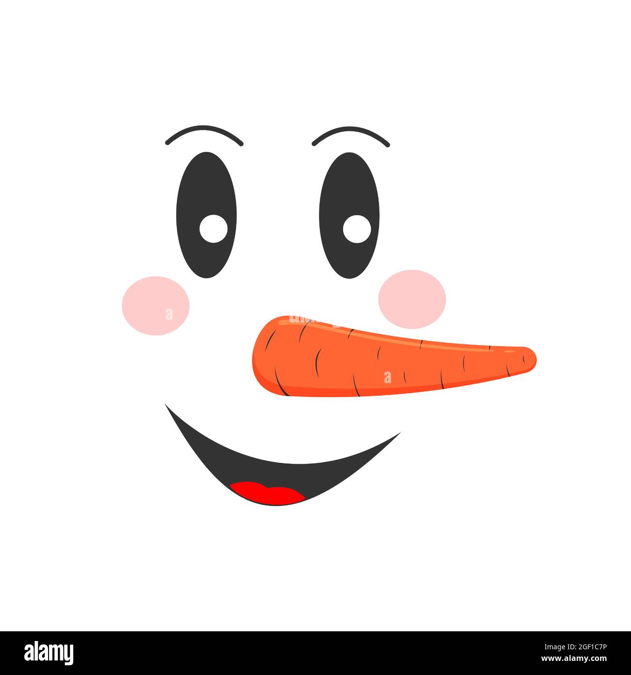 Smiling snowman face with happy emotion. Funny snowman head with carrot  nose. Winter holidays character. Vector cartoon illustration Stock Vector  Image & Art - Alamy