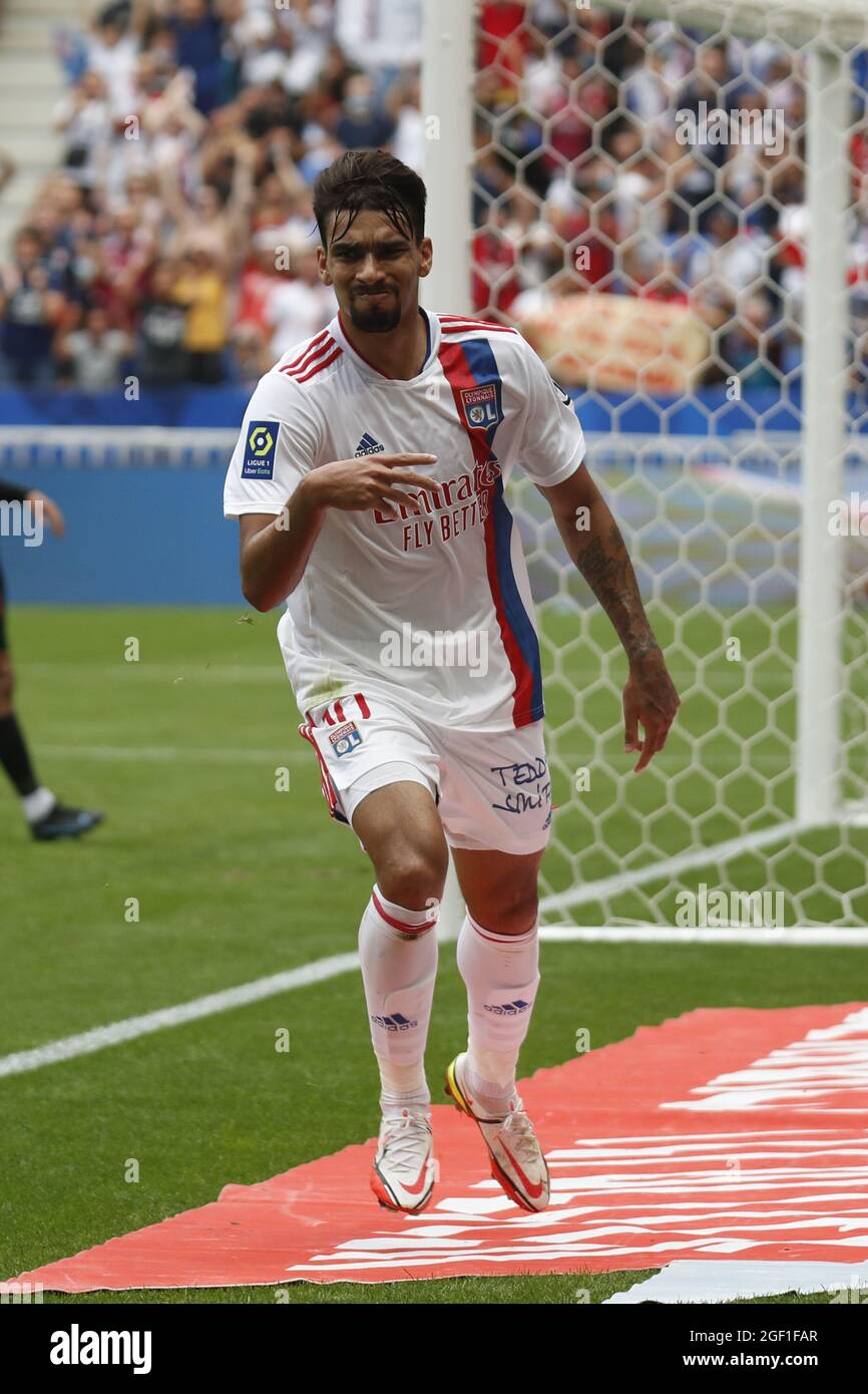 Lucas Paqueta Of Lyon Goal During The French Championship Ligue 1 Football Match Between Olympique Lyonnais And Clermont Foot 63 On August 22 21 At Groupama Stadium In Decines Charpieu Near Lyon France
