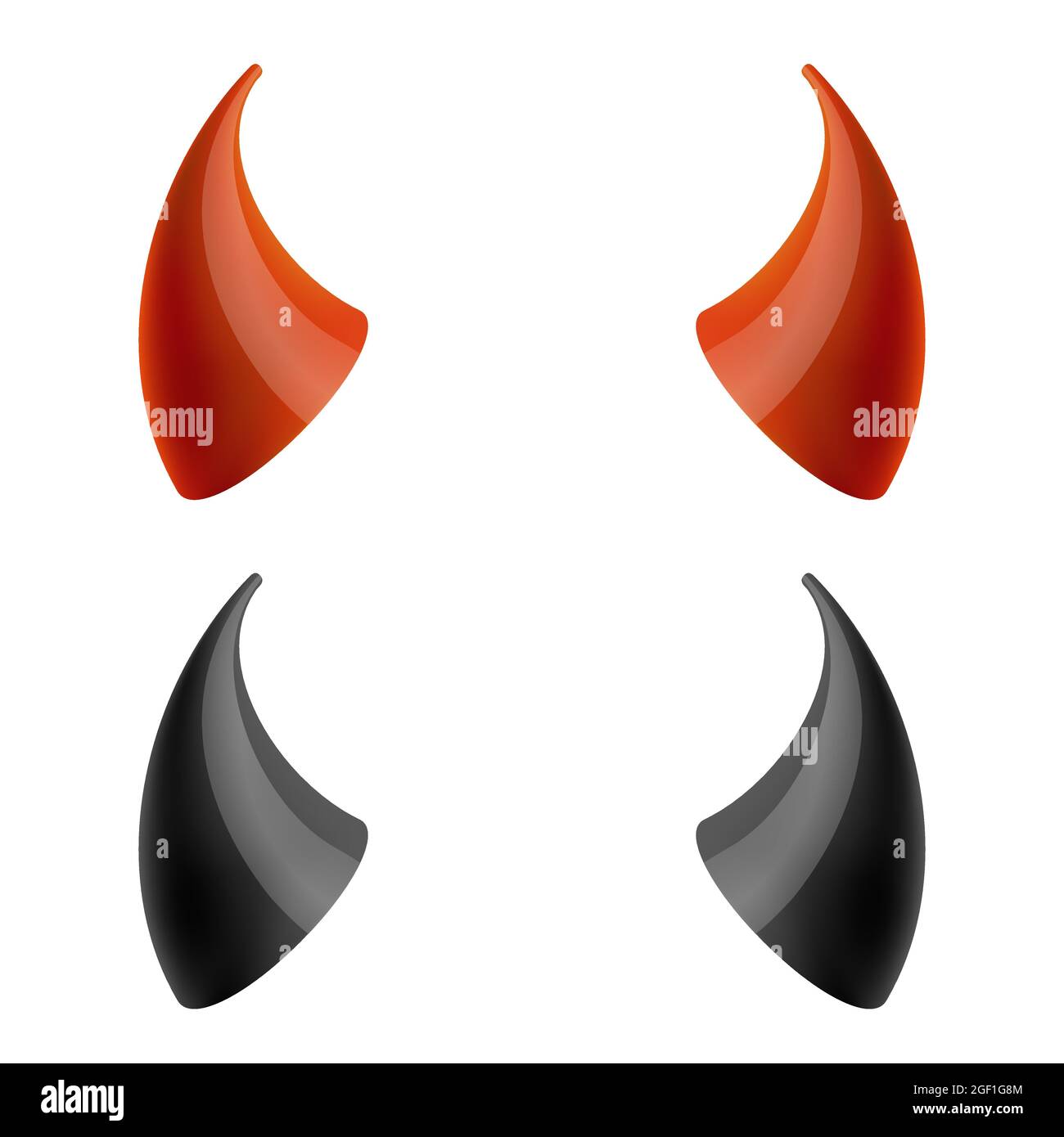 Red and black devil horns. Horn evil, demon horn, carnival horn satan