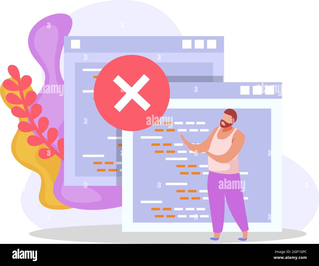 Computer user flat icon with human character and program windows vector ...