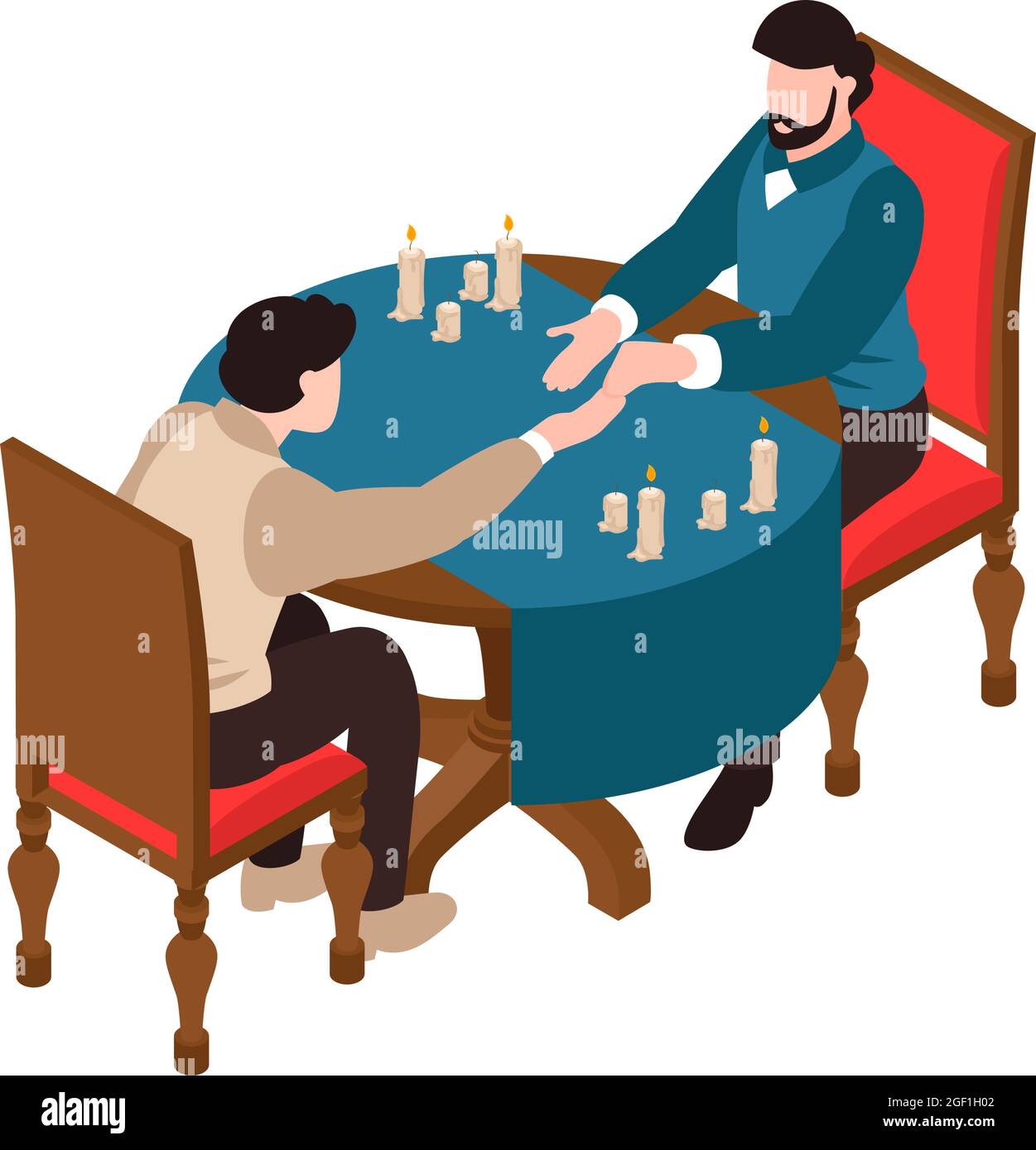 Isometric icon with palm reader telling fortune 3d vector illustration Stock Vector