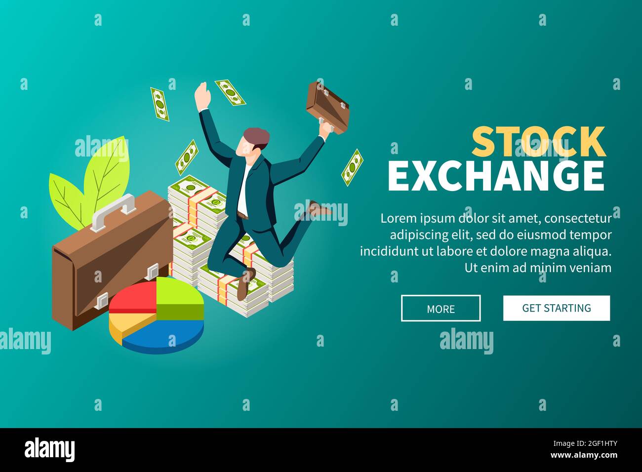 Stock exchange online trade with leading broker banknotes piles
