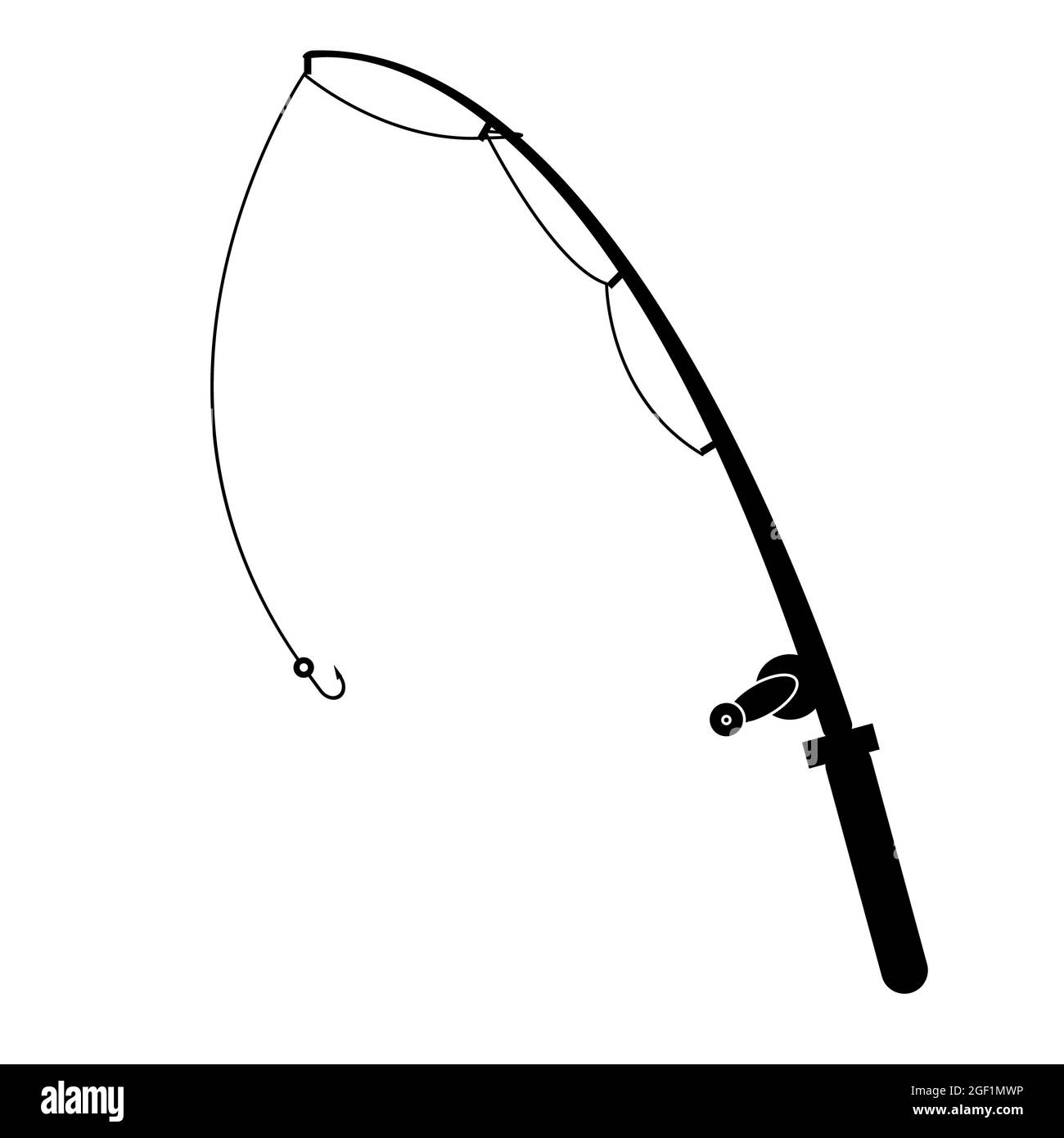 fishing rod icon on white background. fishing rod with reel sign. fishing  rod camping symbol. flat style Stock Photo - Alamy