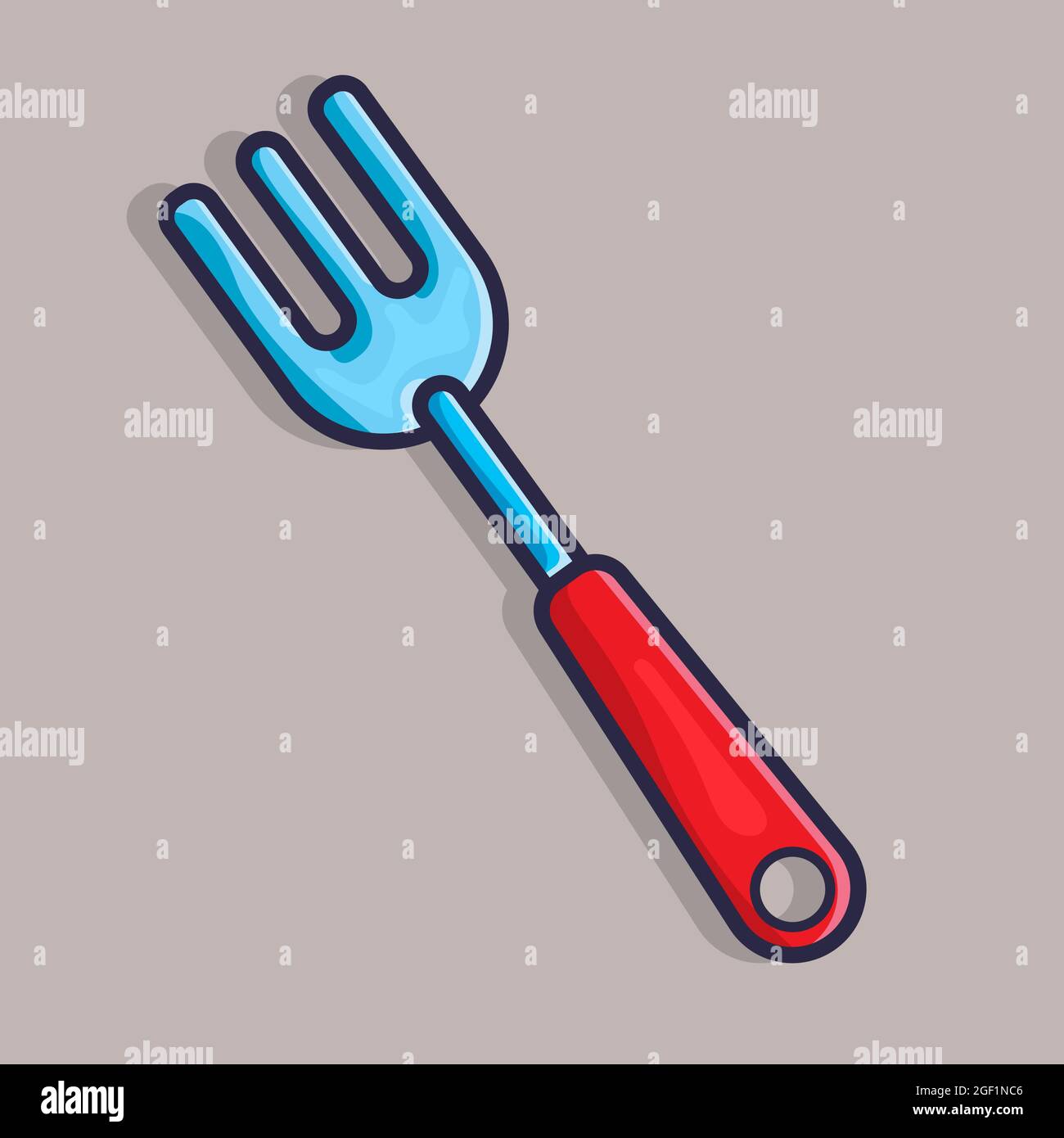 gardening fork tool isolated cartoon vector illustration in flat style Stock Vector