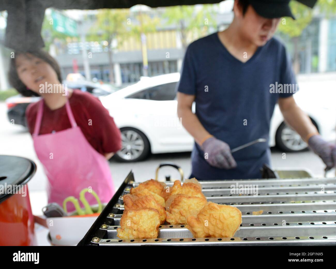 Bungeoppang Korean fishshaped pastry vendor in Seoul, South Korea